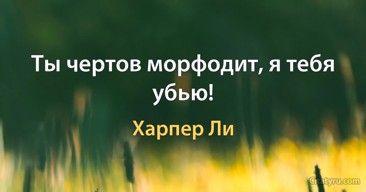 Ты чертов морфодит, я тебя убью! (Харпер Ли)