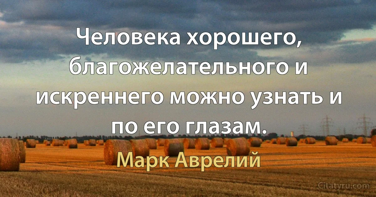 Человека хорошего, благожелательного и искреннего можно узнать и по его глазам. (Марк Аврелий)