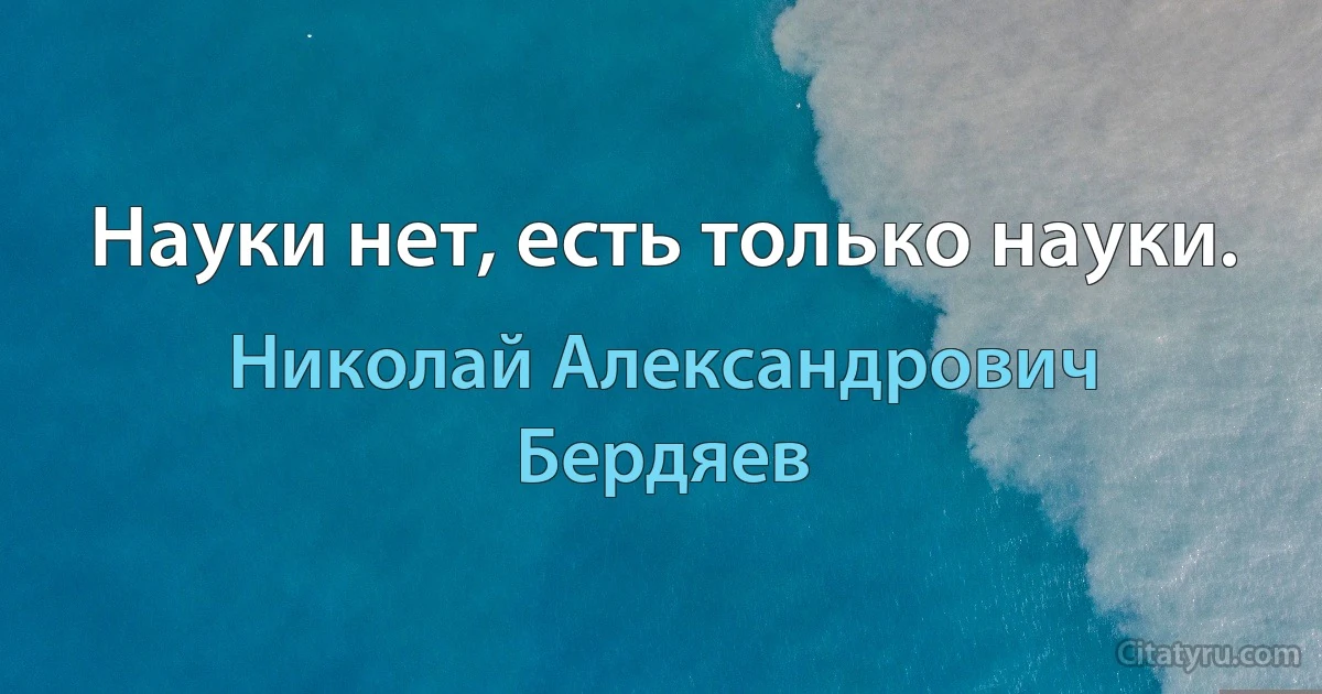 Науки нет, есть только науки. (Николай Александрович Бердяев)