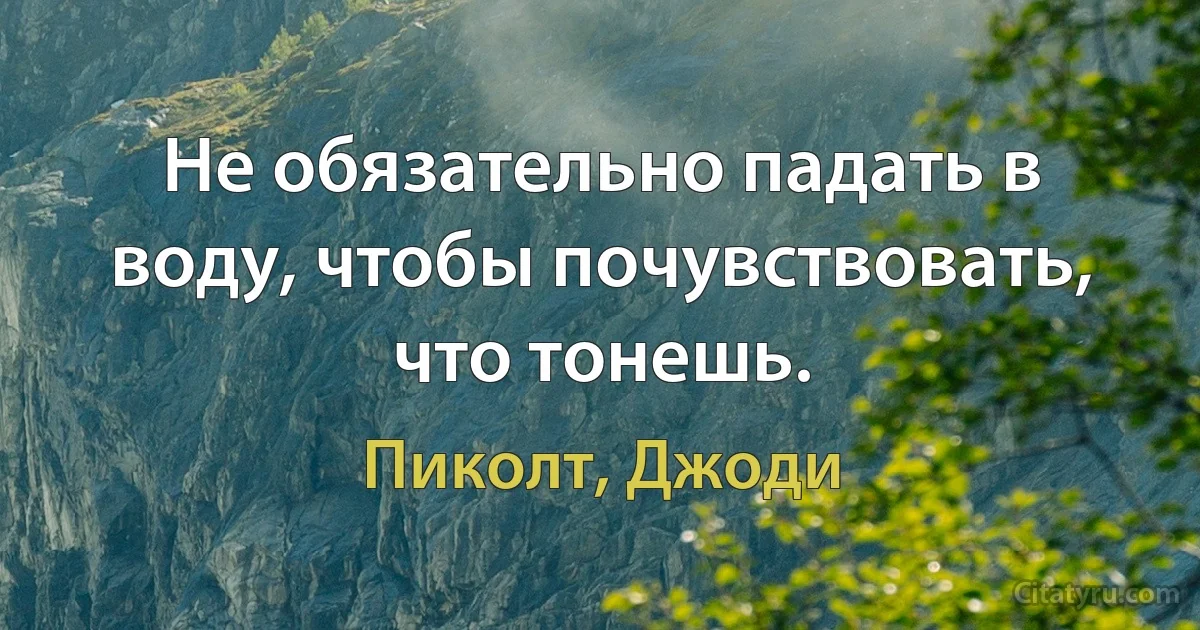 Не обязательно падать в воду, чтобы почувствовать, что тонешь. (Пиколт, Джоди)