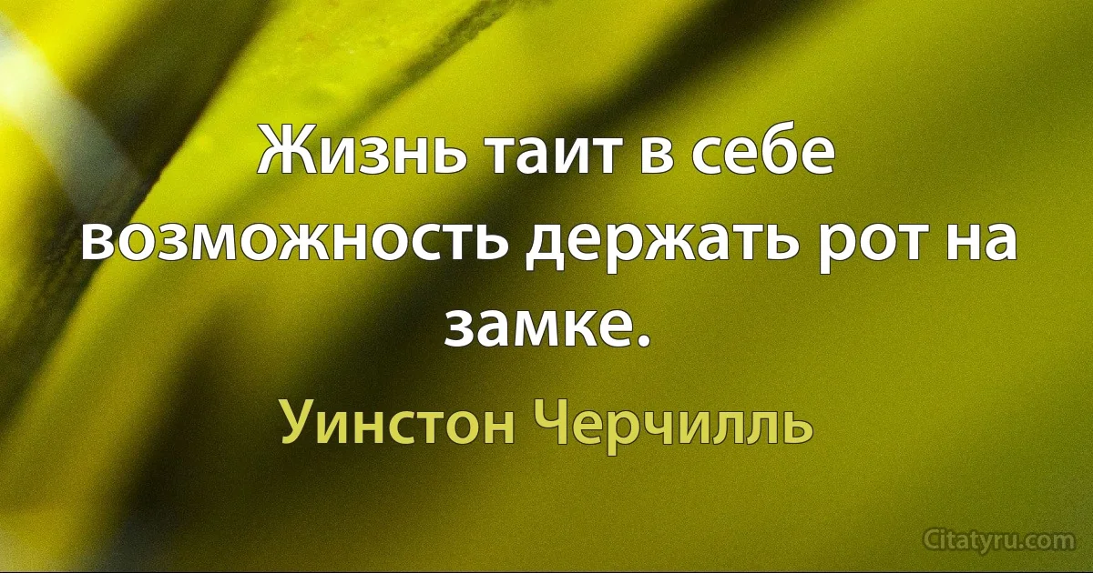 Жизнь таит в себе возможность держать рот на замке. (Уинстон Черчилль)