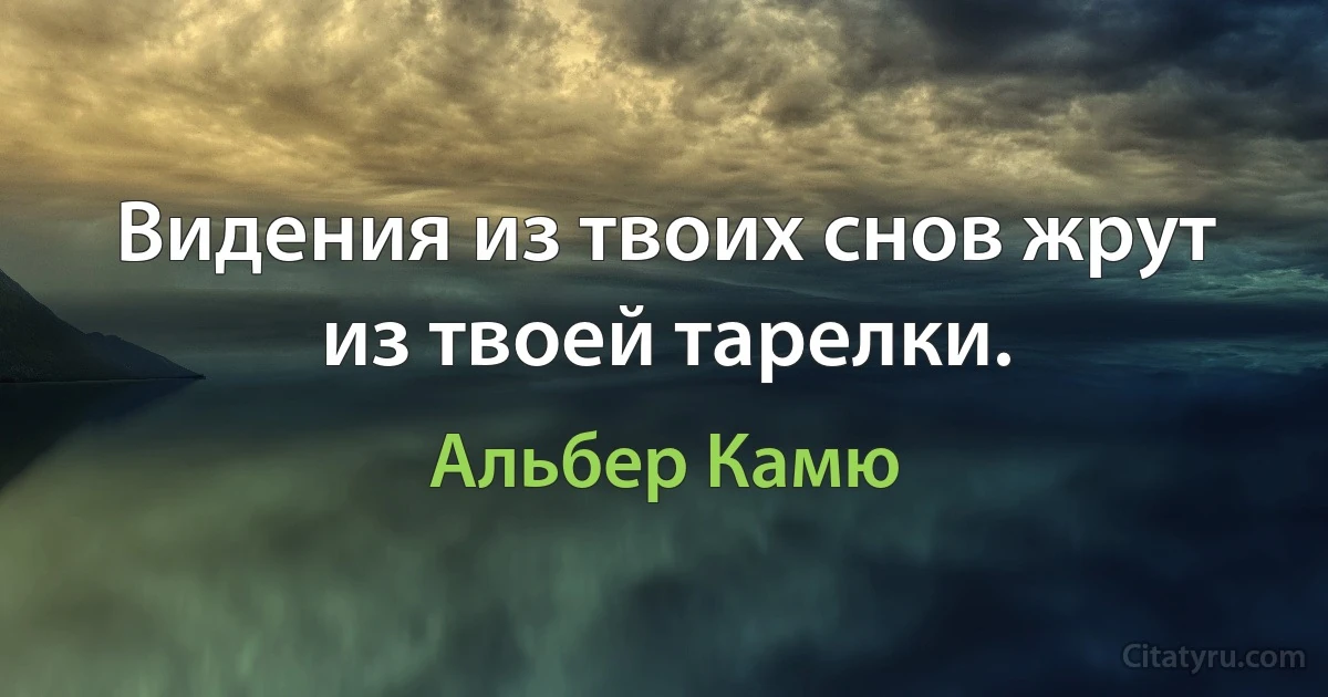 Видения из твоих снов жрут из твоей тарелки. (Альбер Камю)