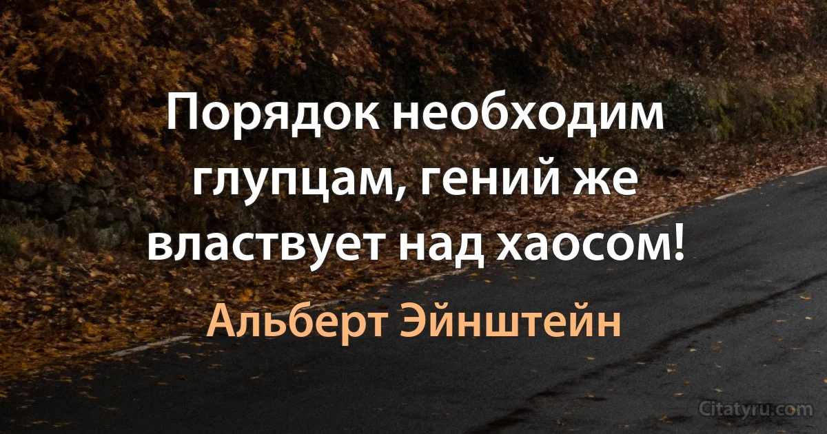 Порядок необходим глупцам, гений же властвует над хаосом! (Альберт Эйнштейн)