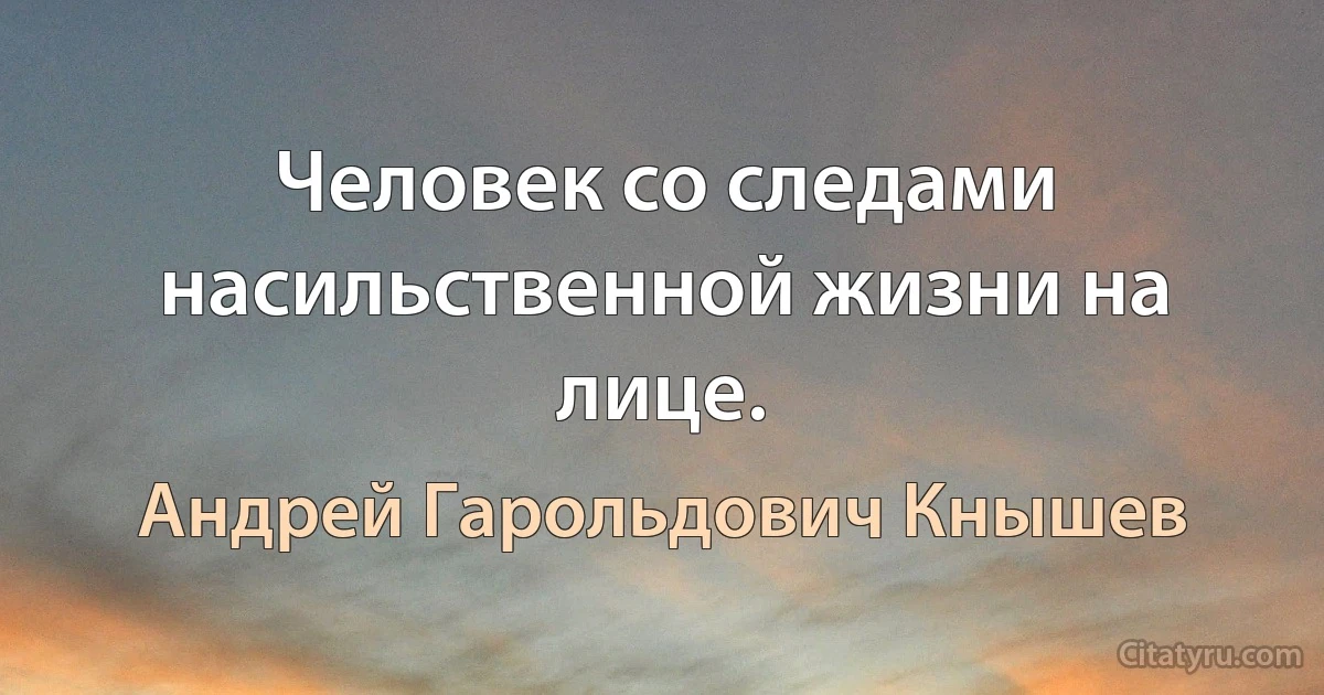 Человек со следами насильственной жизни на лице. (Андрей Гарольдович Кнышев)