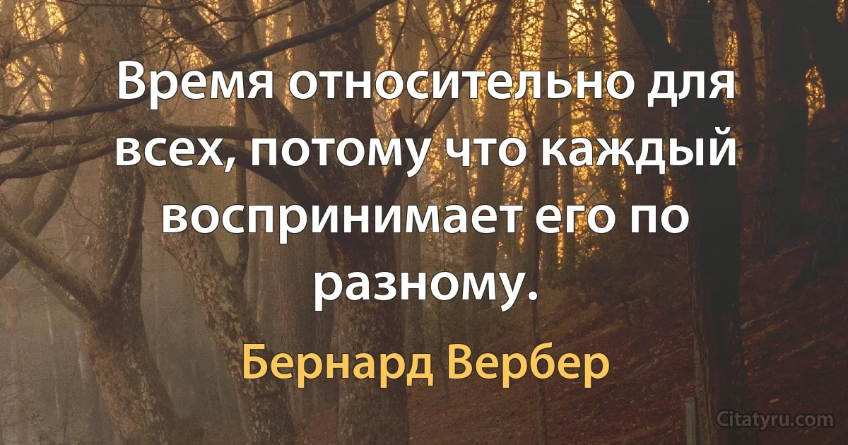 Время относительно для всех, потому что каждый воспринимает его по разному. (Бернард Вербер)