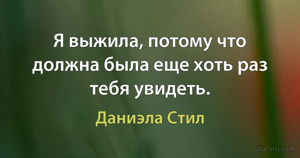 Я выжила, потому что должна была еще хоть раз тебя увидеть. (Даниэла Стил)