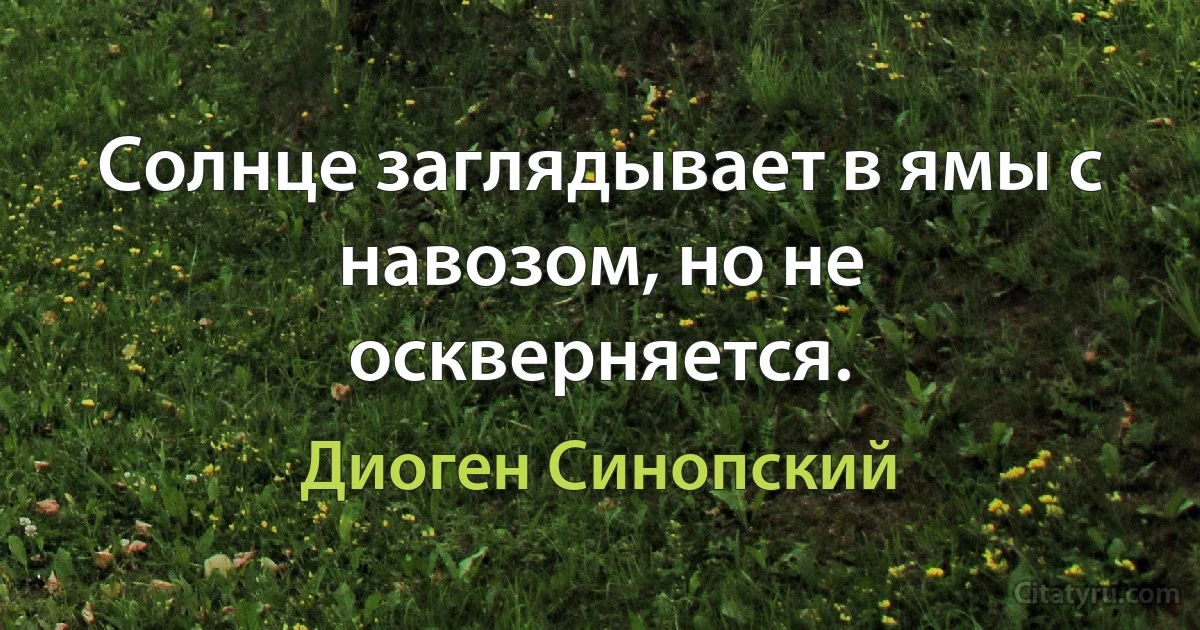 Солнце заглядывает в ямы с навозом, но не оскверняется. (Диоген Синопский)