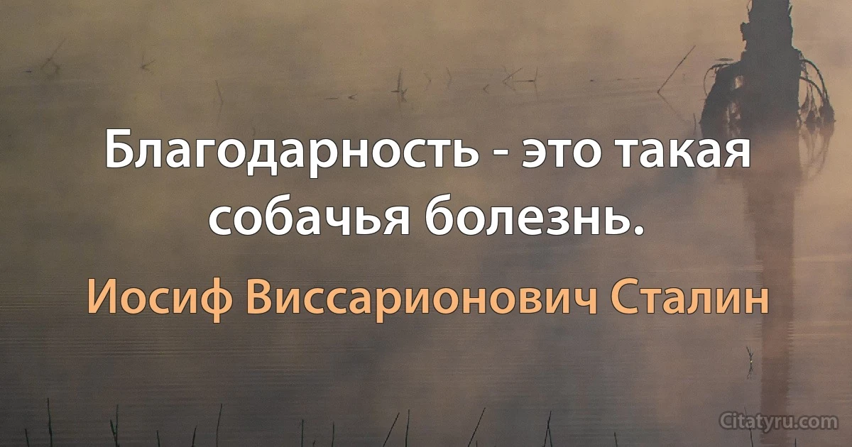 Благодарность - это такая собачья болезнь. (Иосиф Виссарионович Сталин)