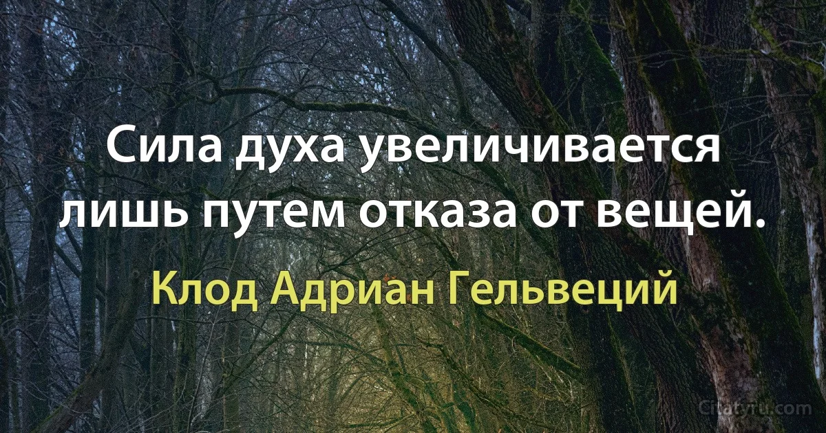 Сила духа увеличивается лишь путем отказа от вещей. (Клод Адриан Гельвеций)