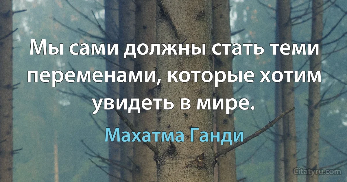 Мы сами должны стать теми переменами, которые хотим увидеть в мире. (Махатма Ганди)