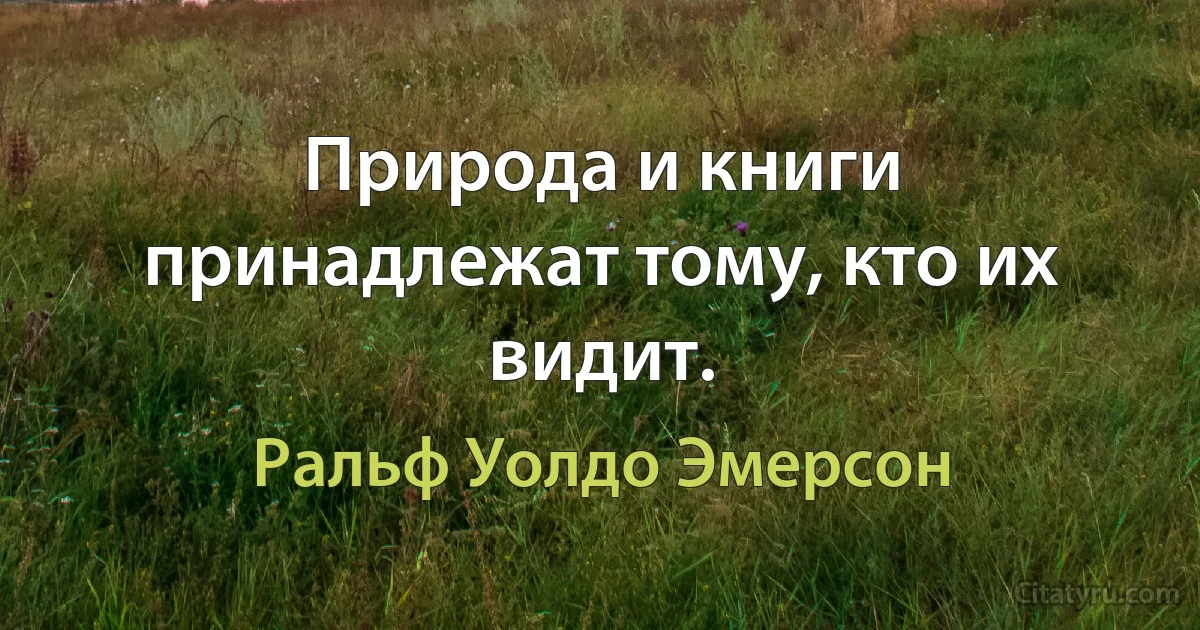 Природа и книги принадлежат тому, кто их видит. (Ральф Уолдо Эмерсон)