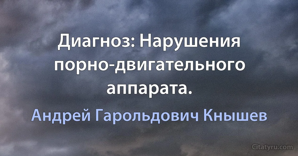 Диагноз: Нарушения порно-двигательного аппарата. (Андрей Гарольдович Кнышев)