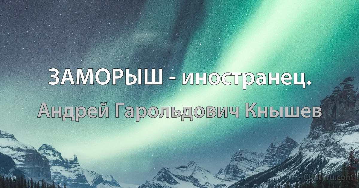 ЗАМОРЫШ - иностранец. (Андрей Гарольдович Кнышев)