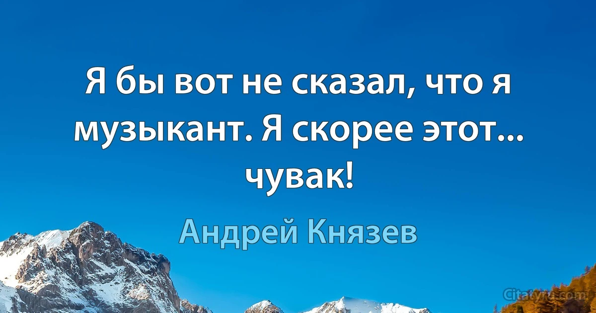 Я бы вот не сказал, что я музыкант. Я скорее этот... чувак! (Андрей Князев)