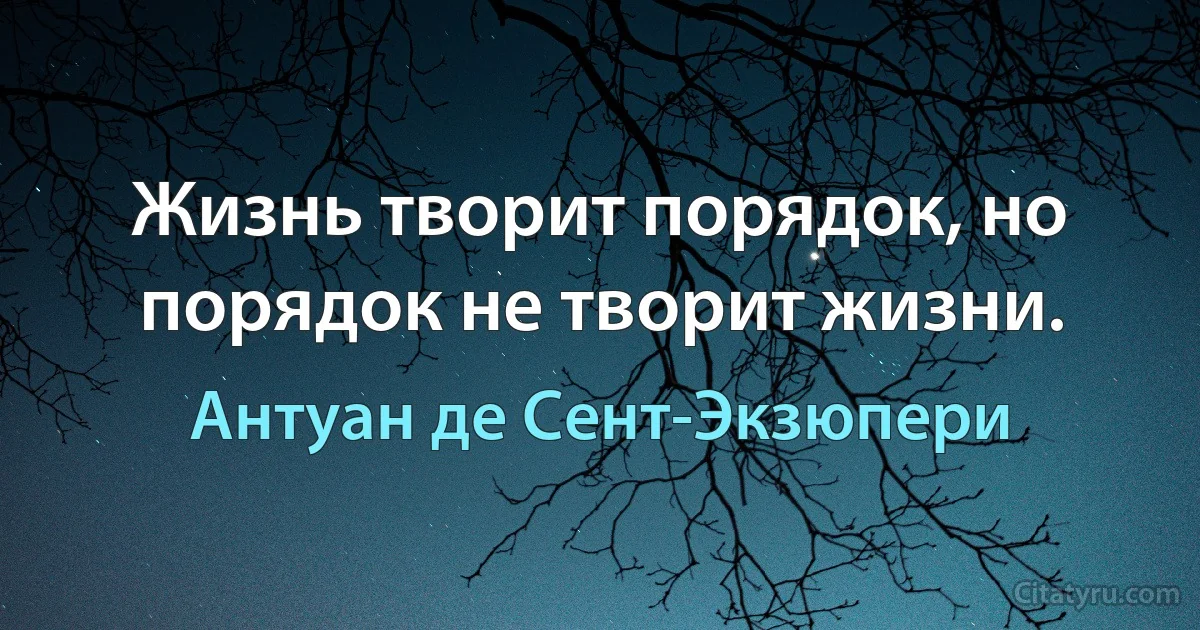 Жизнь творит порядок, но порядок не творит жизни. (Антуан де Сент-Экзюпери)