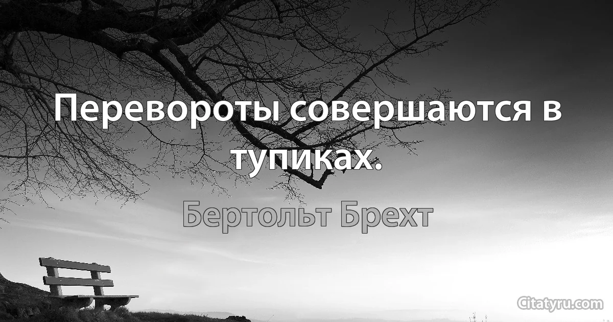 Перевороты совершаются в тупиках. (Бертольт Брехт)