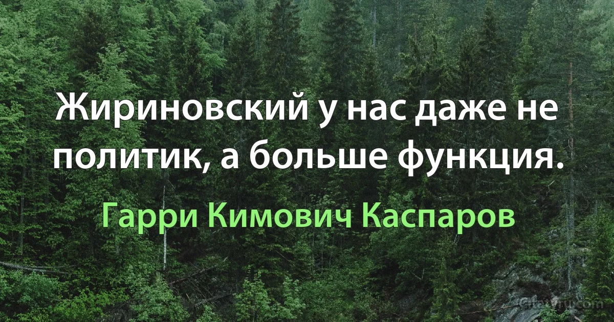 Жириновский у нас даже не политик, а больше функция. (Гарри Кимович Каспаров)