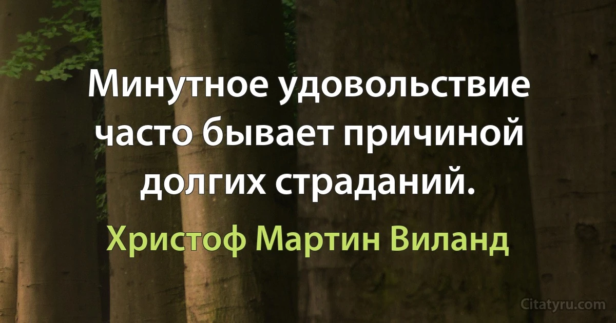 Минутное удовольствие часто бывает причиной долгих страданий. (Христоф Мартин Виланд)