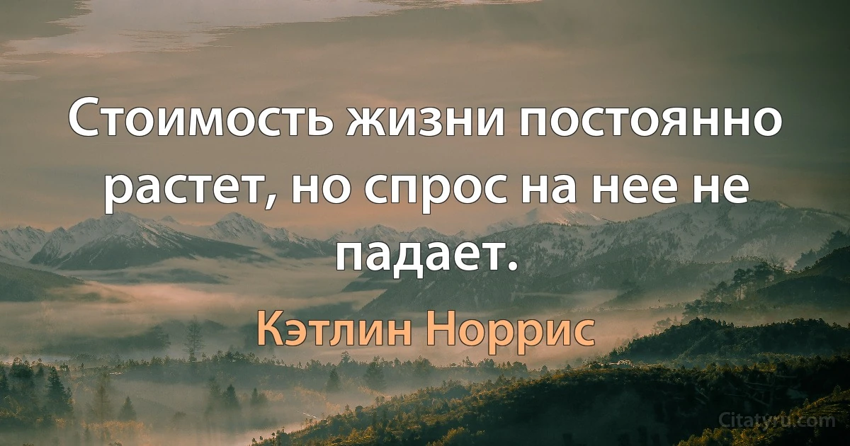 Стоимость жизни постоянно растет, но спрос на нее не падает. (Кэтлин Норрис)