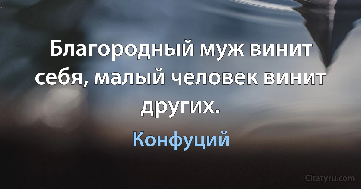 Благородный муж винит себя, малый человек винит других. (Конфуций)