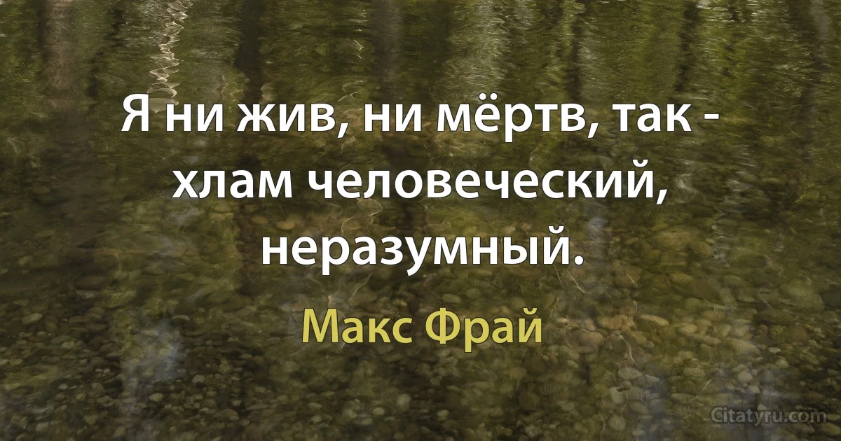 Я ни жив, ни мёртв, так - хлам человеческий, неразумный. (Макс Фрай)