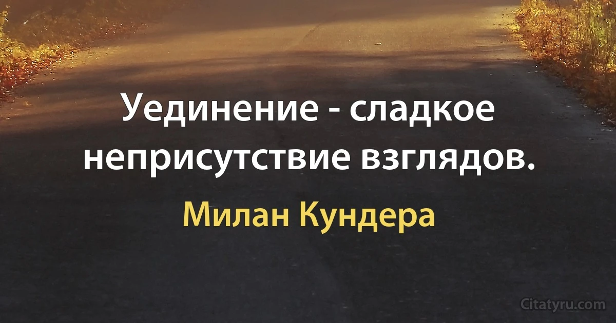 Уединение - сладкое неприсутствие взглядов. (Милан Кундера)