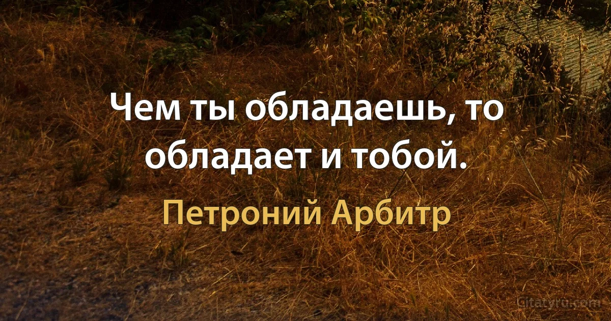 Чем ты обладаешь, то обладает и тобой. (Петроний Арбитр)