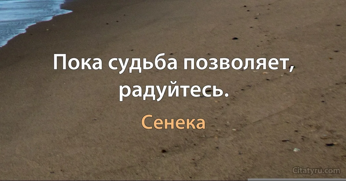 Пока судьба позволяет, радуйтесь. (Сенека)