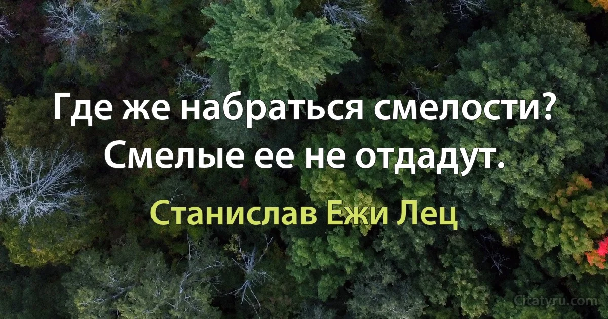 Где же набраться смелости? Смелые ее не отдадут. (Станислав Ежи Лец)