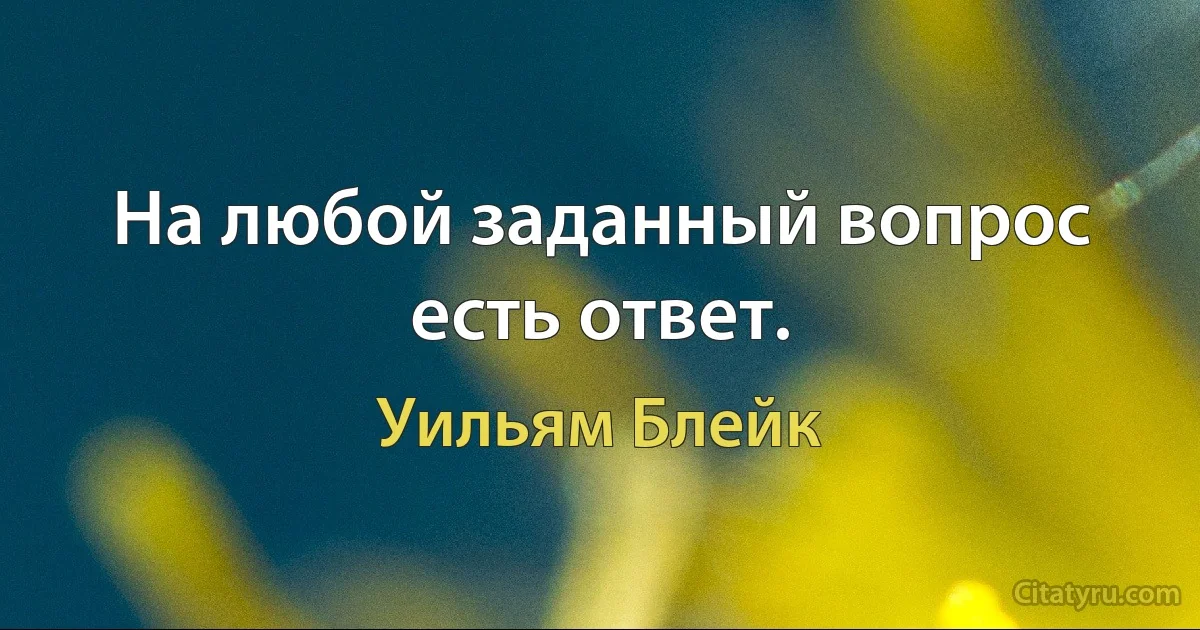 На любой заданный вопрос есть ответ. (Уильям Блейк)