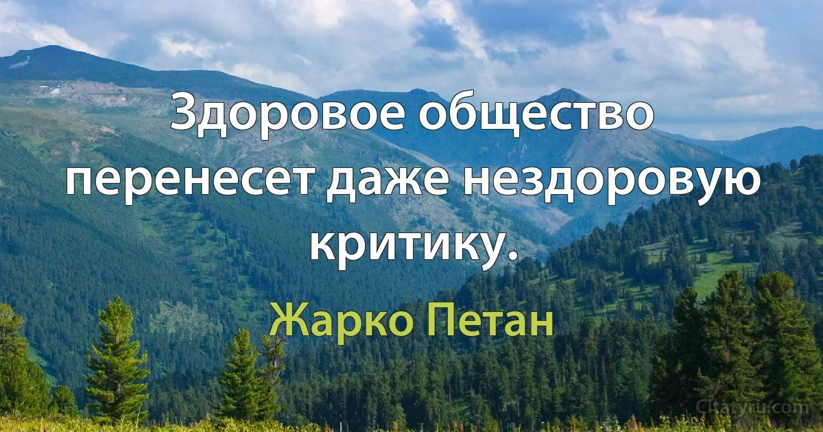 Здоровое общество перенесет даже нездоровую критику. (Жарко Петан)