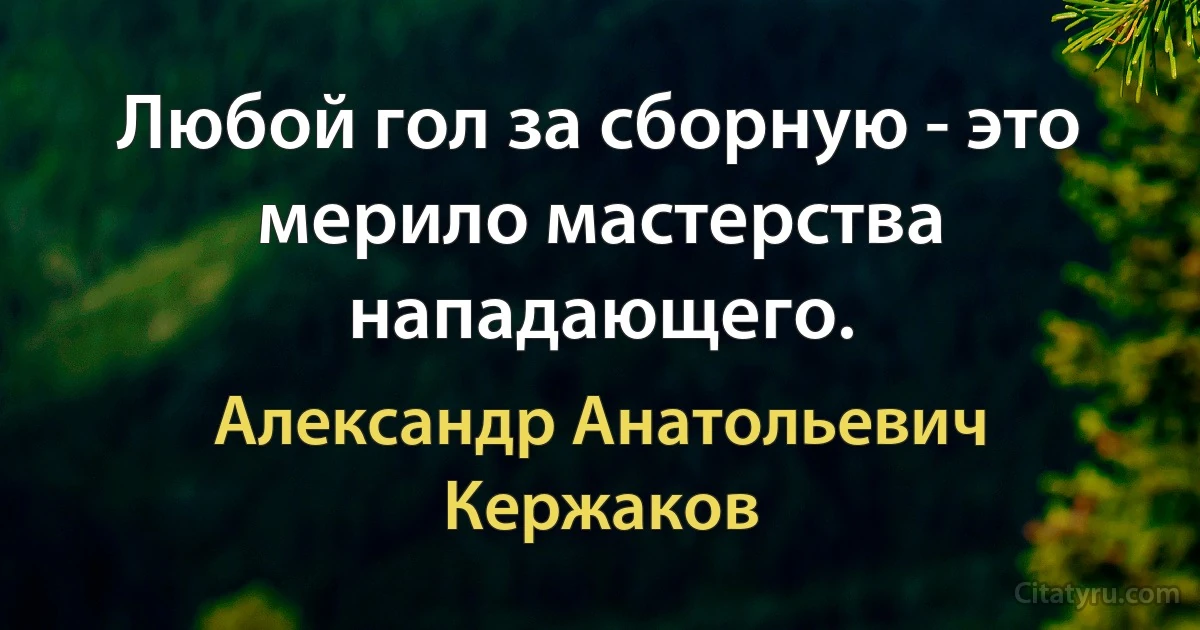 Любой гол за сборную - это мерило мастерства нападающего. (Александр Анатольевич Кержаков)