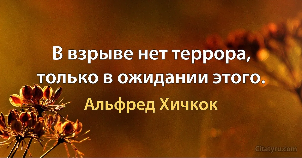 В взрыве нет террора, только в ожидании этого. (Альфред Хичкок)