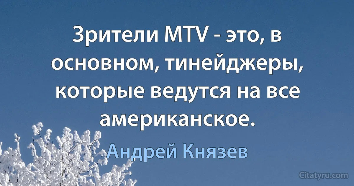 Зрители MTV - это, в основном, тинейджеры, которые ведутся на все американское. (Андрей Князев)