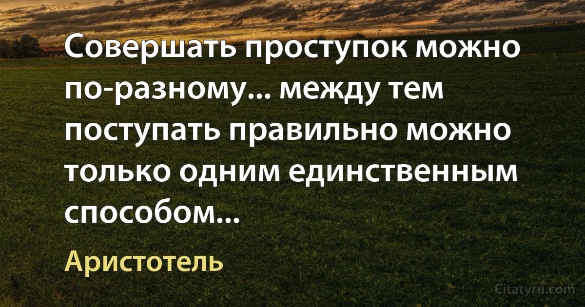 Совершать проступок можно по-разному... между тем поступать правильно можно только одним единственным способом... (Аристотель)