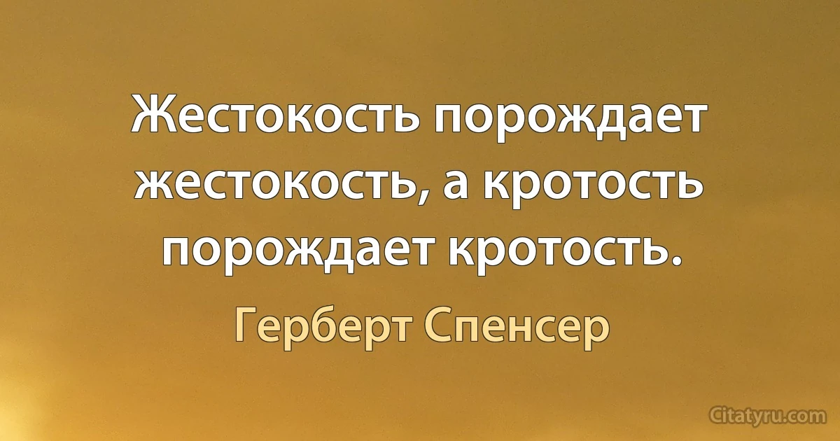 Жестокость порождает жестокость, а кротость порождает кротость. (Герберт Спенсер)