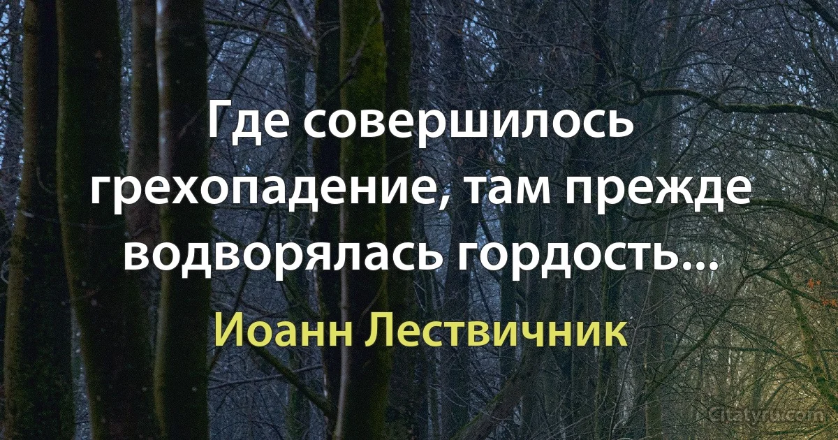 Где совершилось грехопадение, там прежде водворялась гордость... (Иоанн Лествичник)