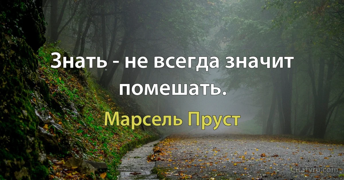 Знать - не всегда значит помешать. (Марсель Пруст)