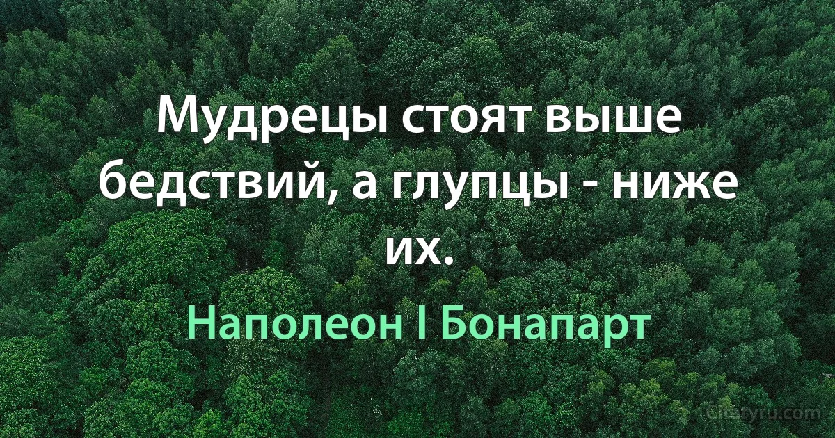 Мудрецы стоят выше бедствий, а глупцы - ниже их. (Наполеон I Бонапарт)