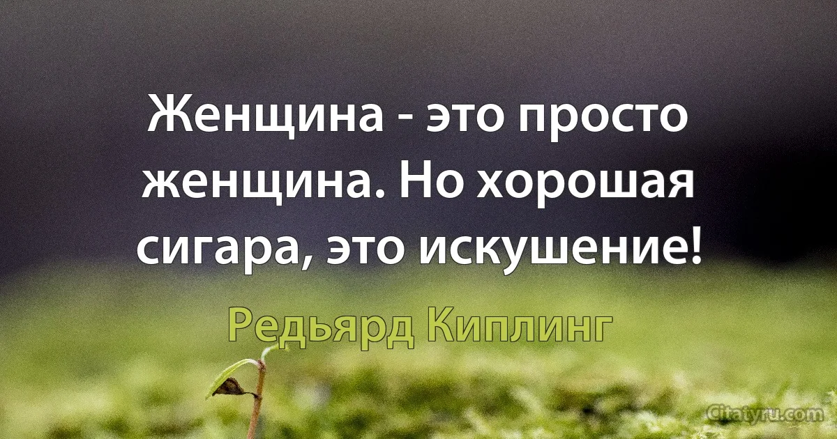 Женщина - это просто женщина. Но хорошая сигара, это искушение! (Редьярд Киплинг)