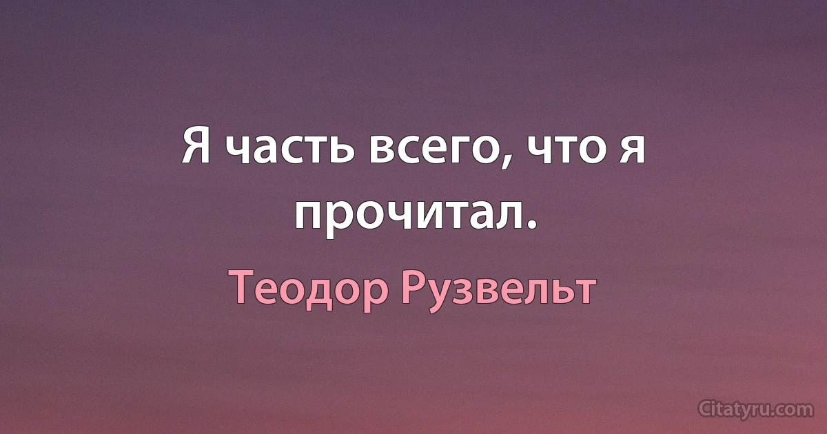 Я часть всего, что я прочитал. (Теодор Рузвельт)