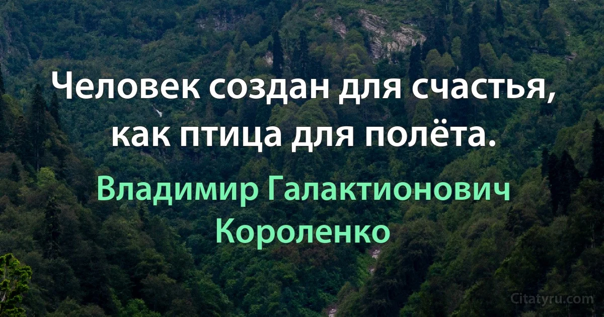 Человек создан для счастья, как птица для полёта. (Владимир Галактионович Короленко)