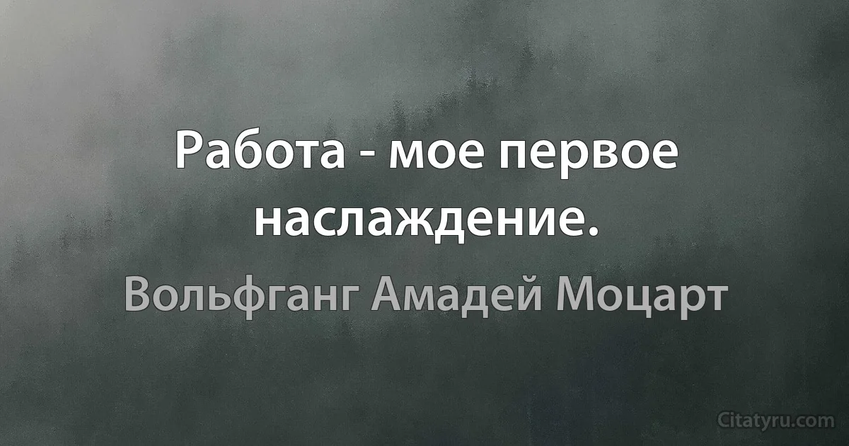 Работа - мое первое наслаждение. (Вольфганг Амадей Моцарт)