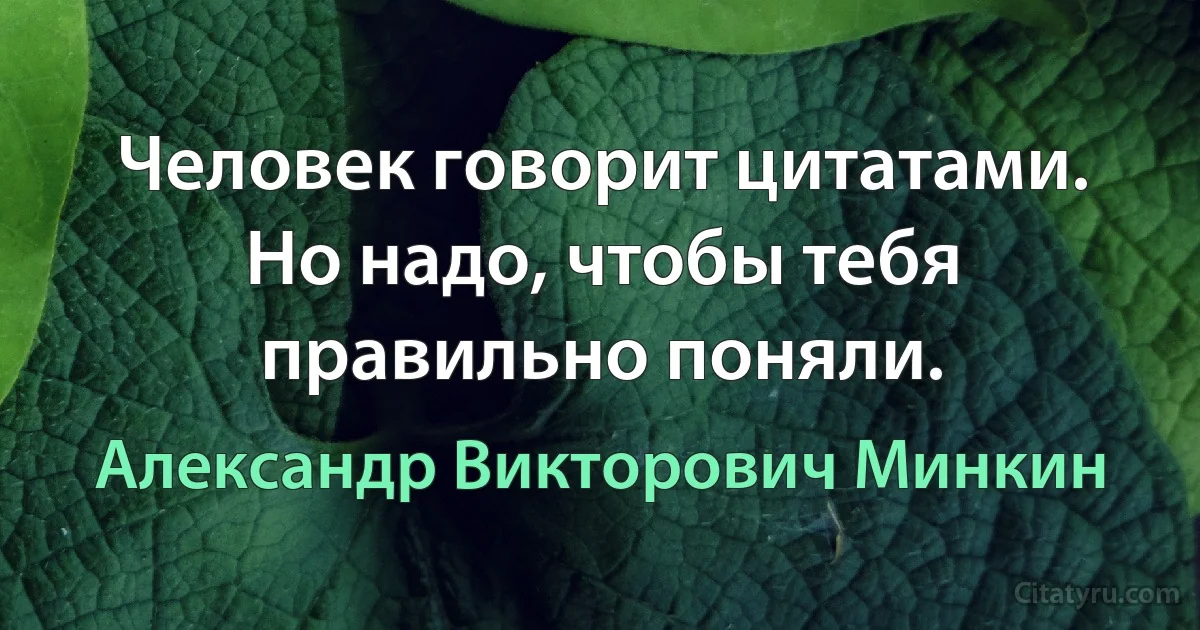 Человек говорит цитатами. Но надо, чтобы тебя правильно поняли. (Александр Викторович Минкин)