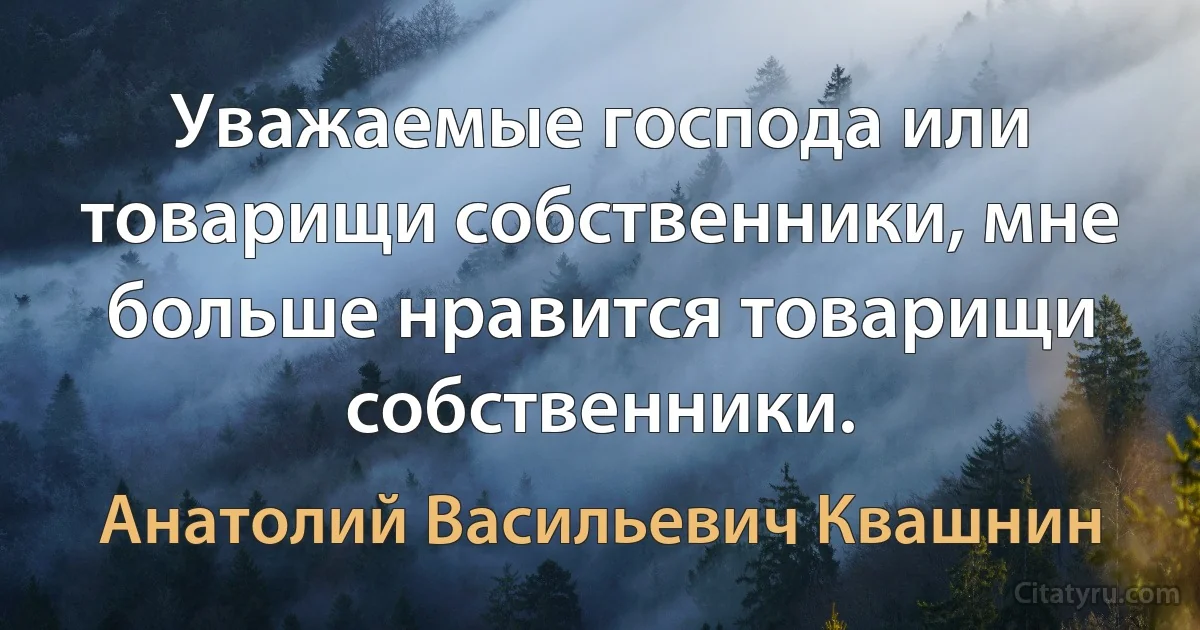 Уважаемые господа или товарищи собственники, мне больше нравится товарищи собственники. (Анатолий Васильевич Квашнин)