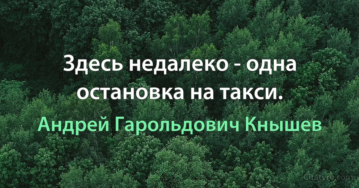 Здесь недалеко - одна остановка на такси. (Андрей Гарольдович Кнышев)