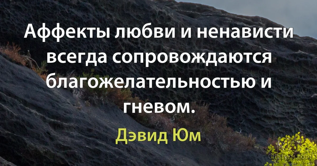 Аффекты любви и ненависти всегда сопровождаются благожелательностью и гневом. (Дэвид Юм)