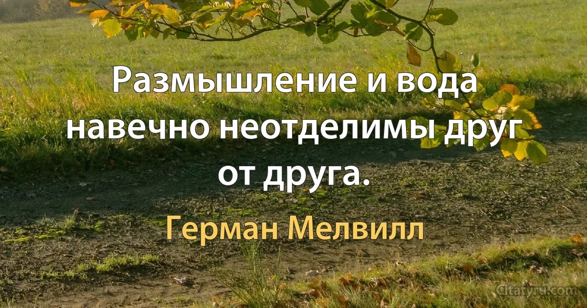 Размышление и вода навечно неотделимы друг от друга. (Герман Мелвилл)