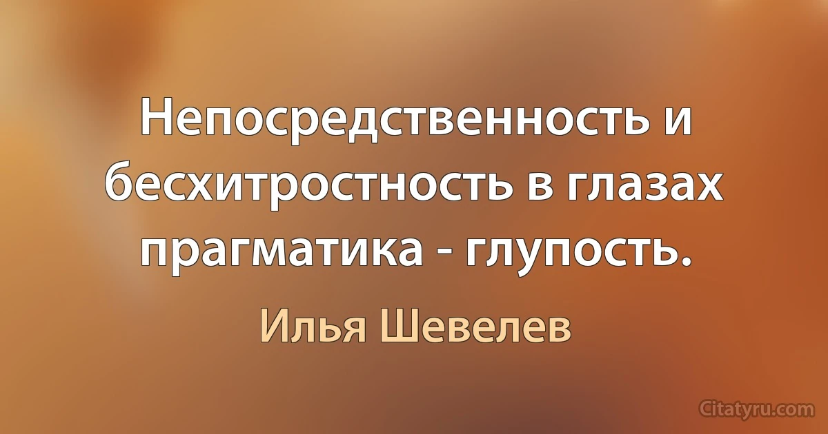 Непосредственность и бесхитростность в глазах прагматика - глупость. (Илья Шевелев)