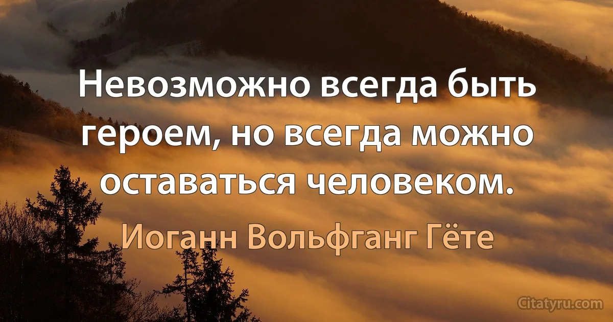 Невозможно всегда быть героем, но всегда можно оставаться человеком. (Иоганн Вольфганг Гёте)